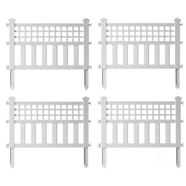 Invernaculo 0.75 x 20.5 x 23.75 in. Plastic Outdoor Decor Garden Flower Edger Fence Border White - Set of 4 IN3171986 - main